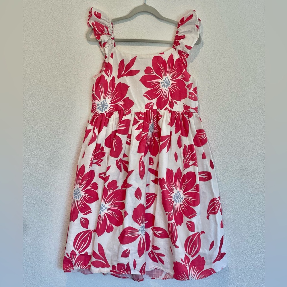 Mango White Dress with Bright Pink Floral Print